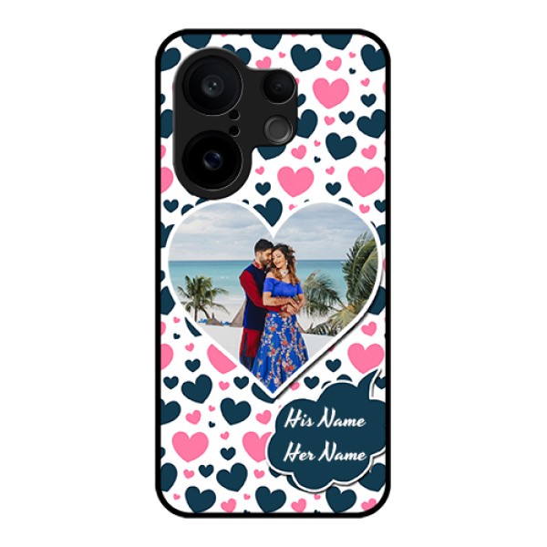Vivo X200 FE 5G Custom Glass Phone Case - Pink & Blue Heart Design