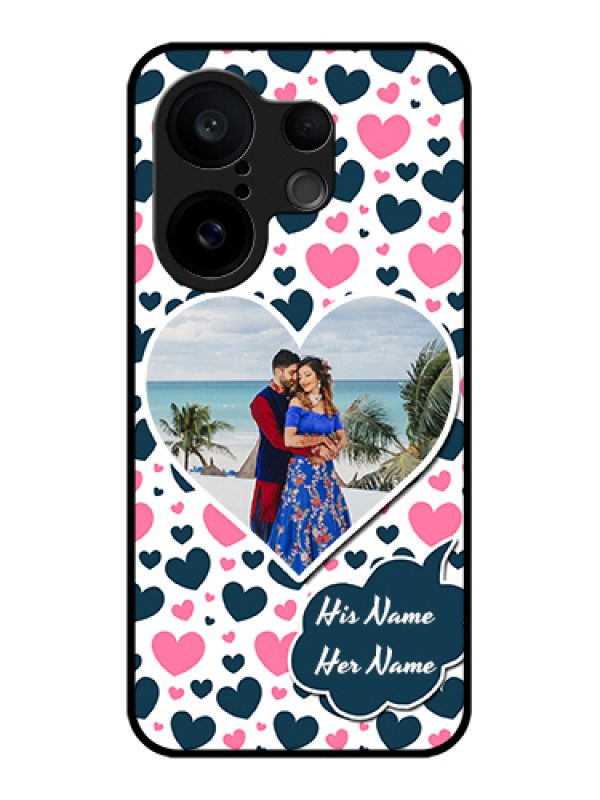 Custom Vivo X200 FE 5G Custom Glass Phone Case - Pink & Blue Heart Design