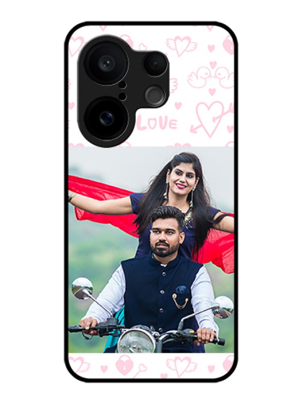 Custom Vivo X200 FE 5G Custom Glass Phone Case - Pink Flying Heart Design