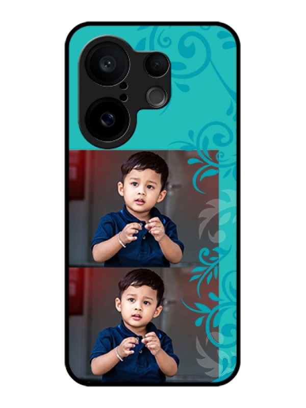 Custom Vivo X200 FE 5G Custom Glass Phone Case - With Photo And Green Floral Design