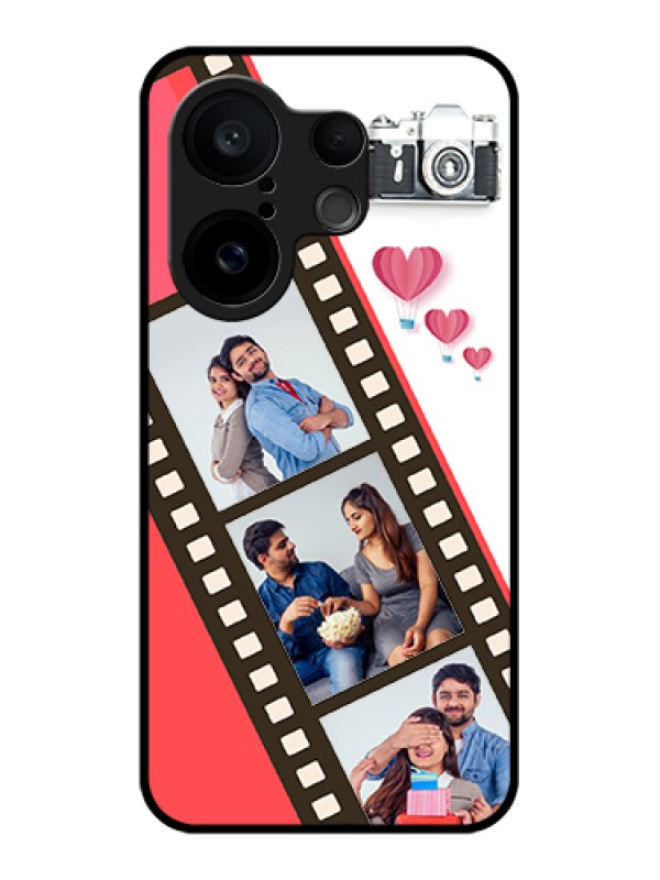 Custom Vivo X200 FE 5G Custom Glass Phone Case - 3 Image Holder With Film Reel