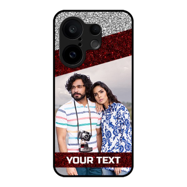 Vivo X200 FE 5G Custom Glass Phone Case - Image Holder With Glitter Strip Design Vivo X200 FE 5G Custom Glass Phone Case - Image Holder With Glitter Strip Design