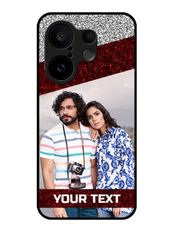 Custom Vivo X200 FE 5G Custom Glass Phone Case - Image Holder With Glitter Strip Design