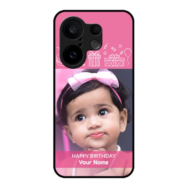 Vivo X200 FE 5G Custom Glass Phone Case - With Birthday Line Art Design Vivo X200 FE 5G Custom Glass Phone Case - With Birthday Line Art Design