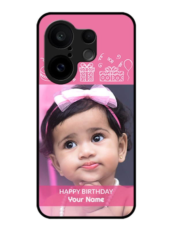 Custom Vivo X200 FE 5G Custom Glass Phone Case - With Birthday Line Art Design