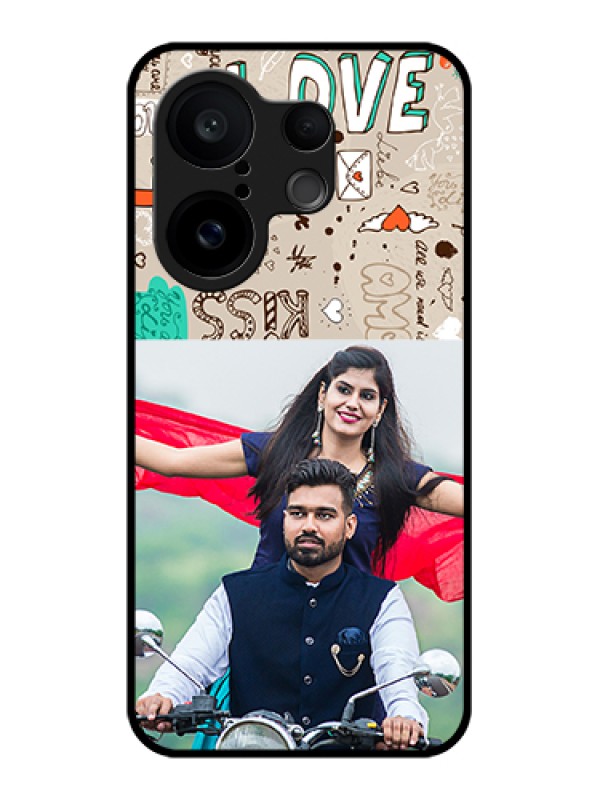 Custom Vivo X200 FE 5G Custom Glass Phone Case - Love Doodle Pattern