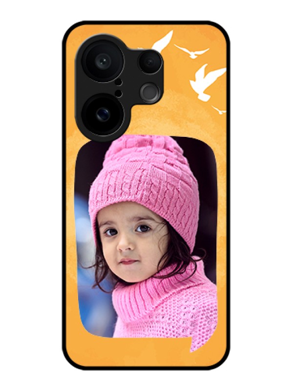 Custom Vivo X200 FE 5G Custom Glass Phone Case - Water Color Design With Bird Icons