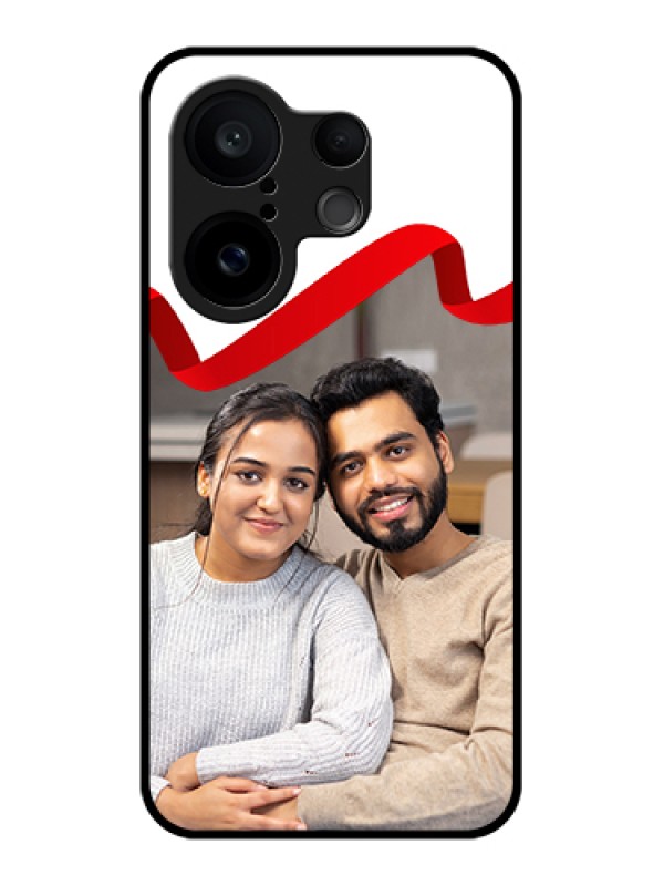 Custom Vivo X200 FE 5G Custom Glass Phone Case - Red Ribbon Frame Design