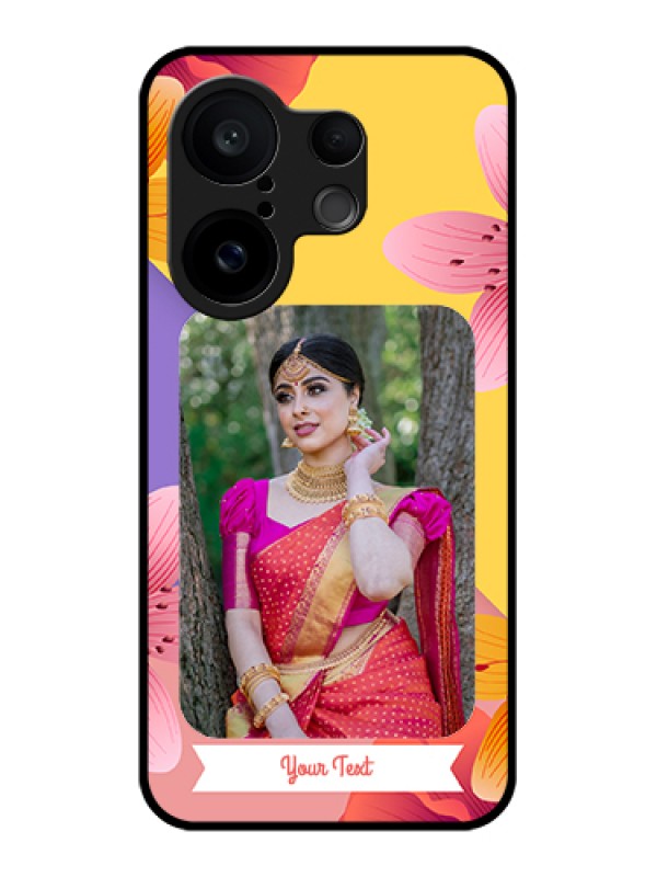 Custom Vivo X200 FE 5G Custom Glass Phone Case - 3 Image With Vintage Floral Design