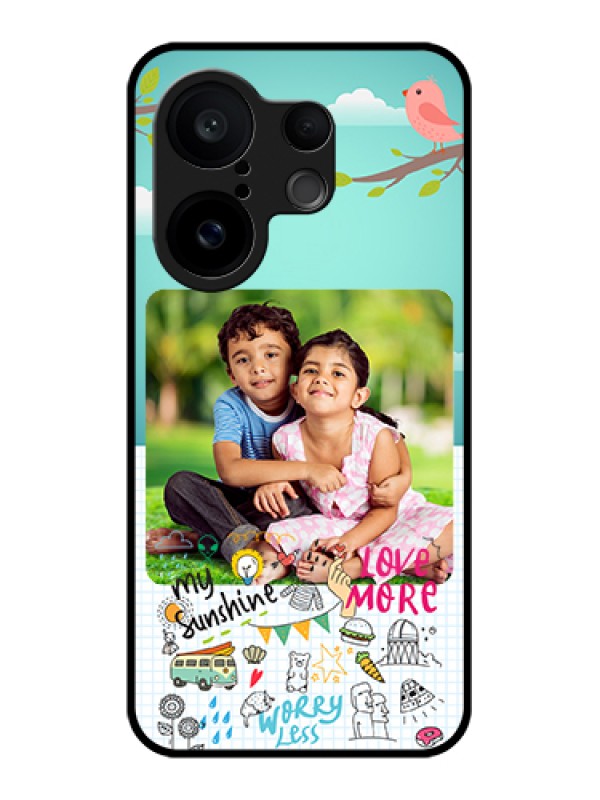 Custom Vivo X200 FE 5G Custom Glass Phone Case - Doodle Love Design