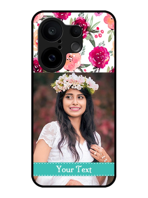 Custom Vivo X200 FE 5G Custom Glass Phone Case - Water Colors Floral Design