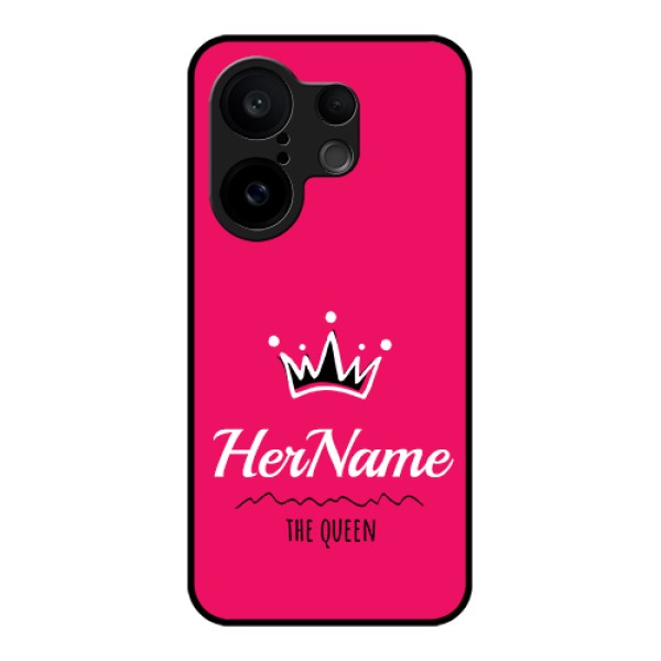 Vivo X200 FE 5G Custom Glass Phone Case - Queen With Name Design Vivo X200 FE 5G Custom Glass Phone Case - Queen With Name Design