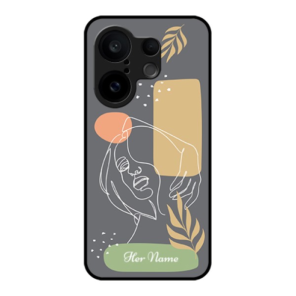 Vivo X200 FE 5G Custom Glass Phone Case - Gazing Woman Line Art Design