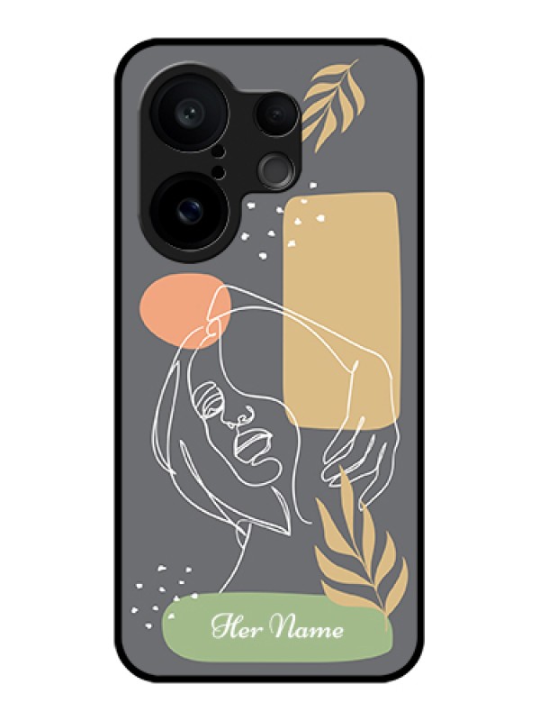 Custom Vivo X200 FE 5G Custom Glass Phone Case - Gazing Woman Line Art Design