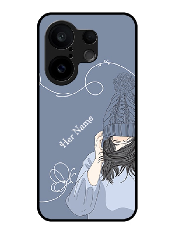 Custom Vivo X200 FE 5G Custom Glass Phone Case - Girl In Winter Outfit Design