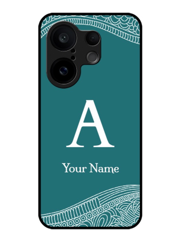 Custom Vivo X200 FE 5G Custom Glass Phone Case - Line Art Pattern With Custom Name Design