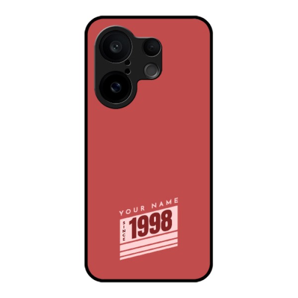 Vivo X200 FE 5G Custom Glass Phone Case - Red Custom Year Of Birth Design Vivo X200 FE 5G Custom Glass Phone Case - Red Custom Year Of Birth Design