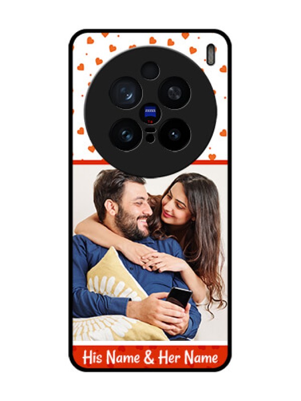 Custom Vivo X200 Pro 5G Custom Glass Phone CaseOrange Love Symbol Design