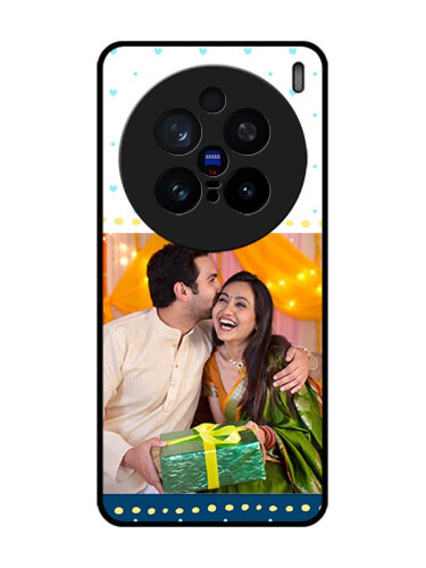 Custom Vivo X200 Pro 5G Custom Glass Phone CaseWhite And Blue Abstract Design