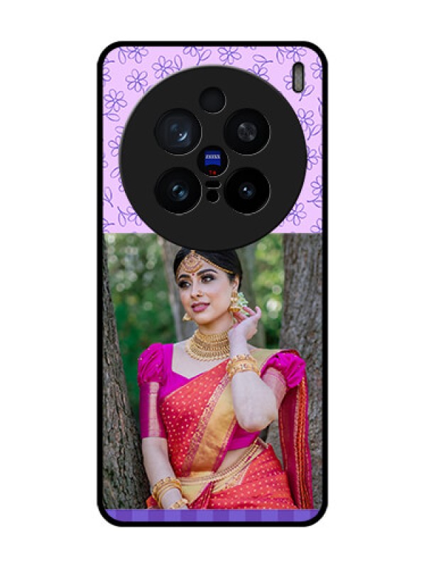 Custom Vivo X200 Pro 5G Custom Glass Phone CasePurple Floral Design