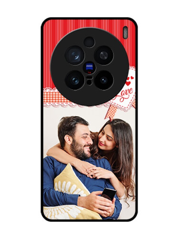 Custom Vivo X200 Pro 5G Custom Glass Phone CaseRed Love Pattern Design