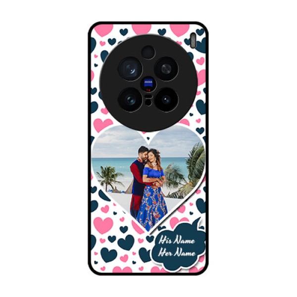 Vivo X200 Pro 5G Custom Glass Phone CasePink and Blue Heart Design