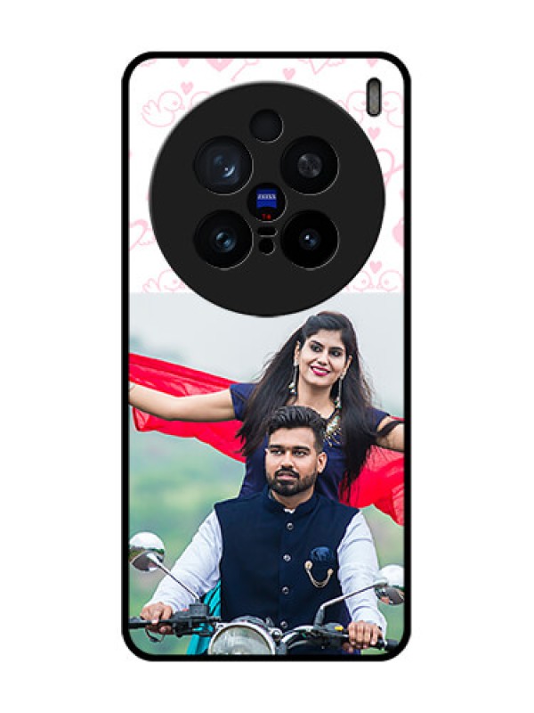 Custom Vivo X200 Pro 5G Custom Glass Phone CasePink Flying Heart Design