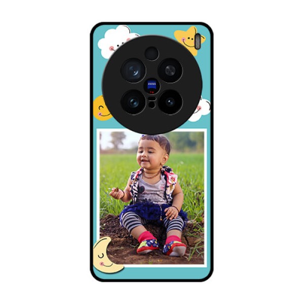 Vivo X200 Pro 5G Custom Glass Phone CaseSmiley Kids Stars Design