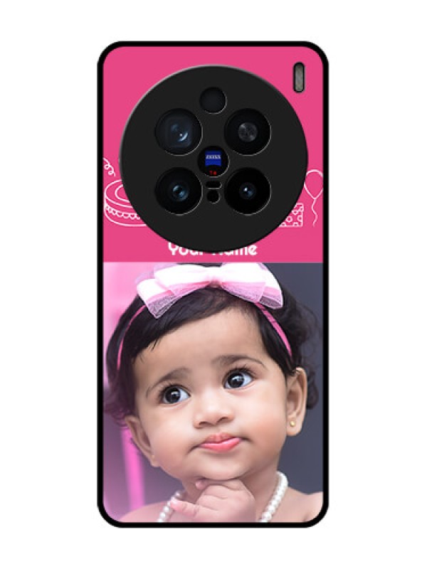 Custom Vivo X200 Pro 5G Custom Glass Phone CaseWith Birthday Line Art Design