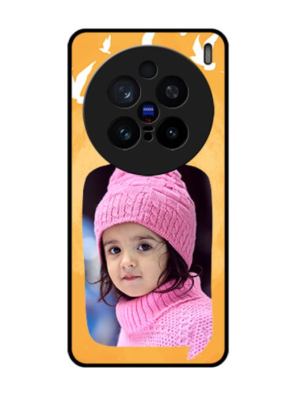 Custom Vivo X200 Pro 5G Custom Glass Phone CaseWater Color Design With Bird Icons