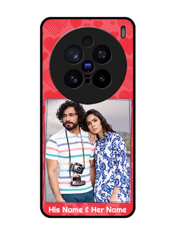 Custom Vivo X200 Pro 5G Custom Glass Phone CaseWith Red Heart Symbols Design