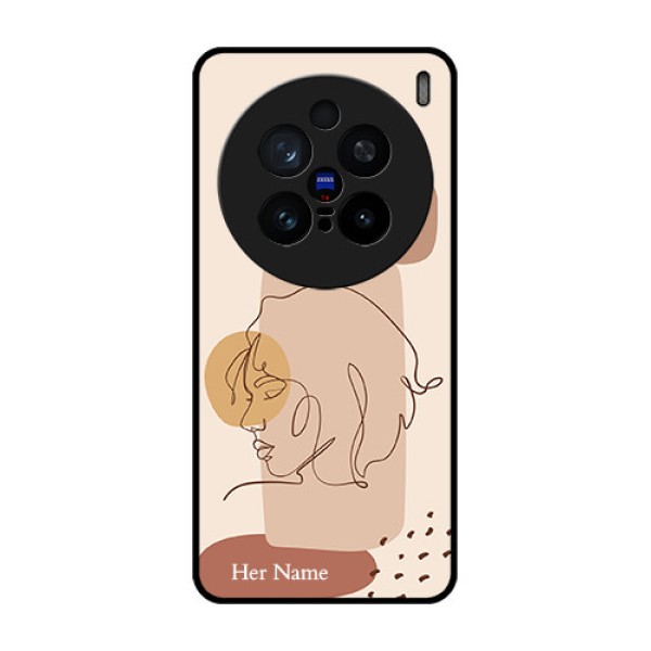 Vivo X200 Pro 5G Custom Glass Phone CaseCalm Woman Line Art Design