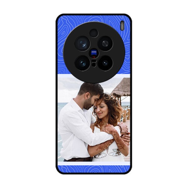 Vivo X200 Pro 5G Custom Glass Phone CaseCurved Line Art With Blue And White Design Vivo X200 Pro 5G Custom Glass Phone CaseCurved Line Art With Blue And White Design