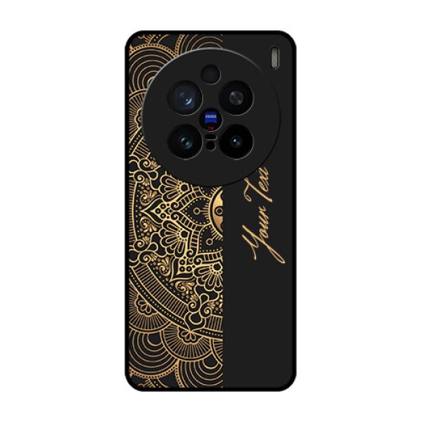 Vivo X200 Pro 5G Custom Glass Phone CaseMandala Art With Custom Text Design