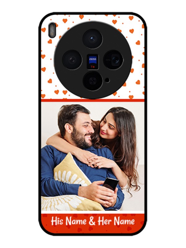 Custom Vivo X300 5G Custom Glass Phone Case - Orange Love Symbol Design