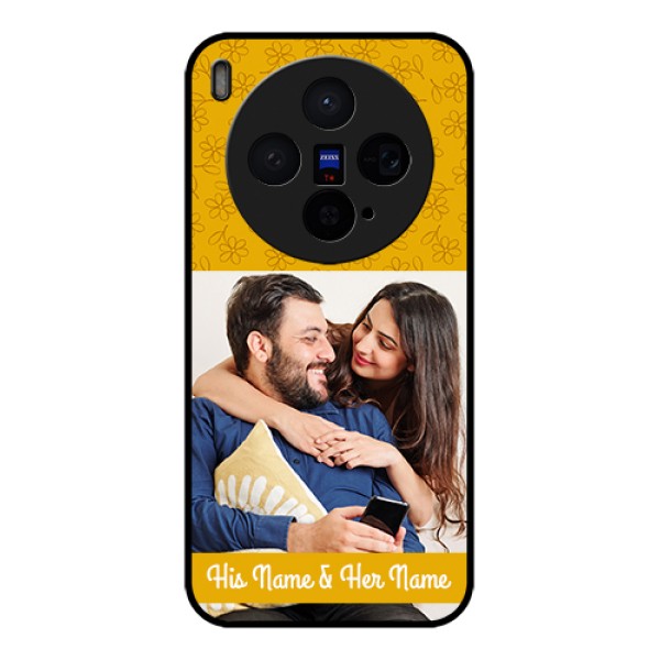 Vivo X300 5G Custom Glass Phone Case - Yellow Floral Design