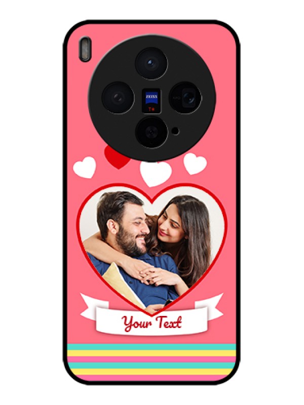 Custom Vivo X300 5G Custom Glass Phone Case - Love Shapes Doodle Design