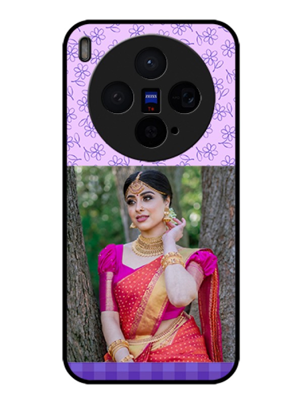 Custom Vivo X300 5G Custom Glass Phone Case - Purple Floral Design