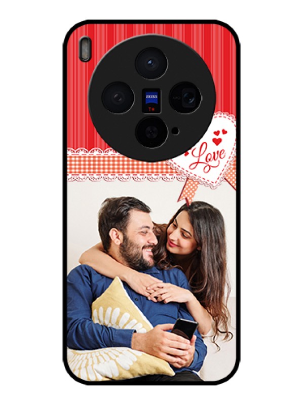 Custom Vivo X300 5G Custom Glass Phone Case - Red Love Pattern Design