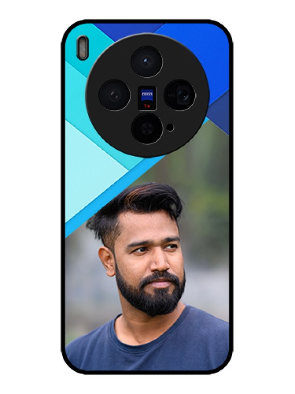 Custom Vivo X300 5G Custom Glass Phone Case - Blue Pattern Design