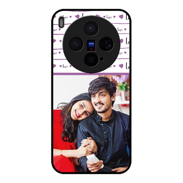 Vivo X300 5G Custom Glass Phone Case - Couples Heart Design
