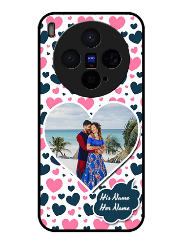 Custom Vivo X300 5G Custom Glass Phone Case - Pink & Blue Heart Design
