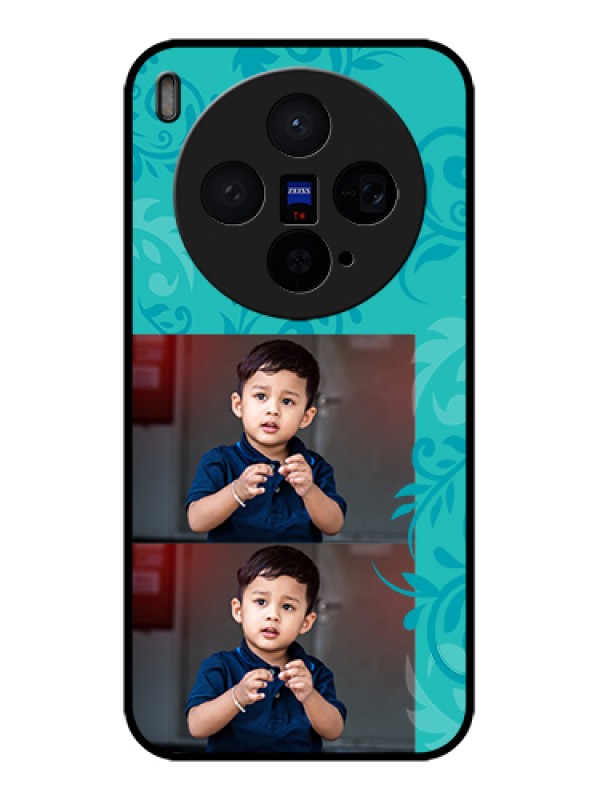 Custom Vivo X300 5G Custom Glass Phone Case - With Photo And Green Floral Design