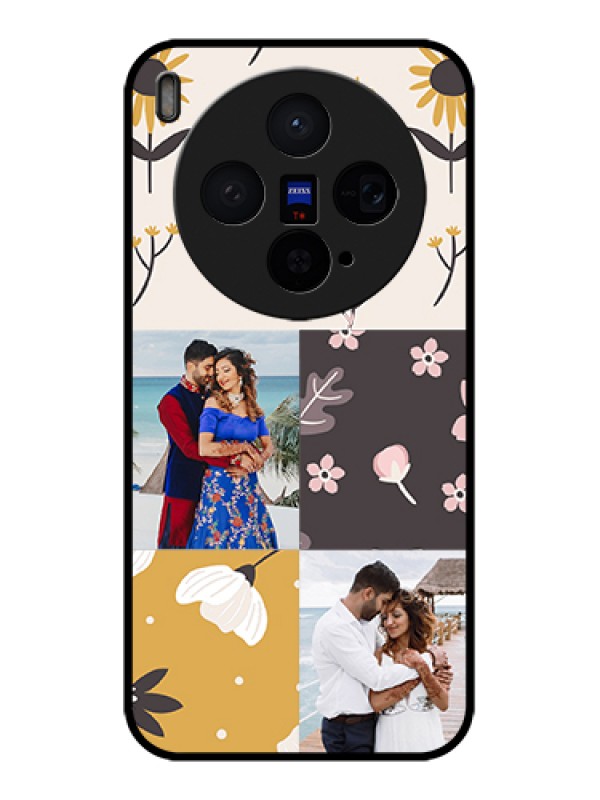 Custom Vivo X300 5G Custom Glass Phone Case - 3 Images With Floral Design