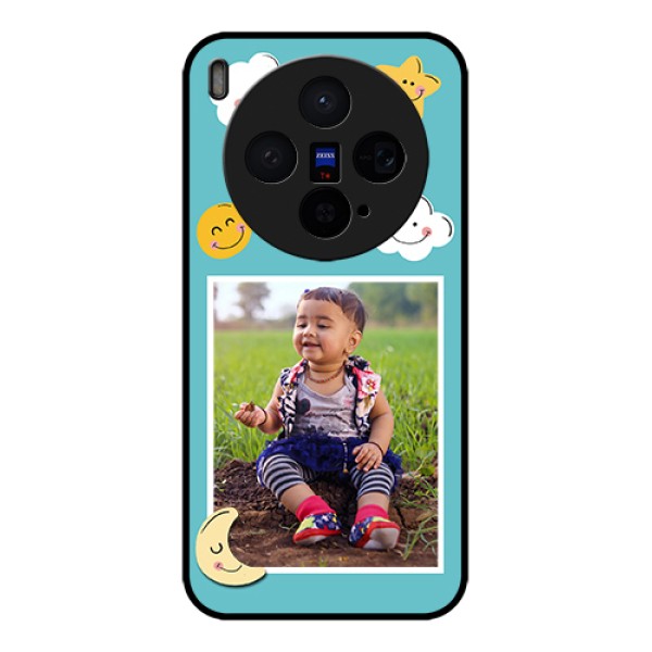 Vivo X300 5G Custom Glass Phone Case - Smiley Kids Stars Design