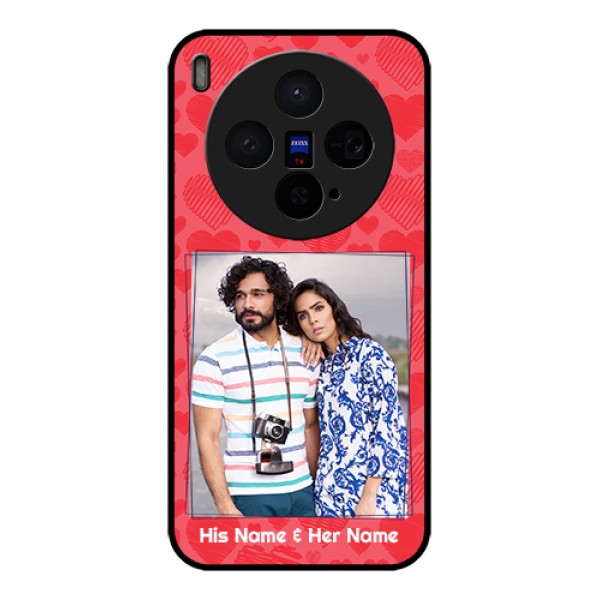 Vivo X300 5G Custom Glass Phone Case - With Red Heart Symbols Design Vivo X300 5G Custom Glass Phone Case - With Red Heart Symbols Design
