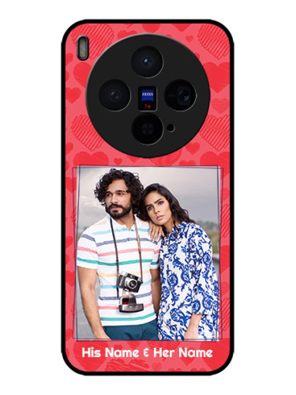 Custom Vivo X300 5G Custom Glass Phone Case - With Red Heart Symbols Design