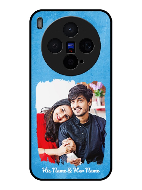 Custom Vivo X300 5G Custom Glass Phone Case - Blue Color Vintage Design