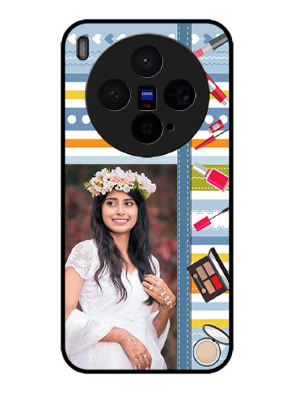 Custom Vivo X300 5G Custom Glass Phone Case - Makeup Icons Design