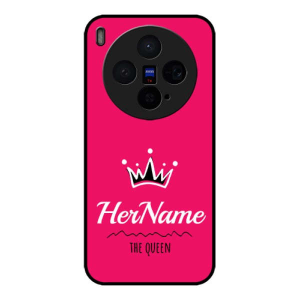 Vivo X300 5G Custom Glass Phone Case - Queen With Name Design Vivo X300 5G Custom Glass Phone Case - Queen With Name Design